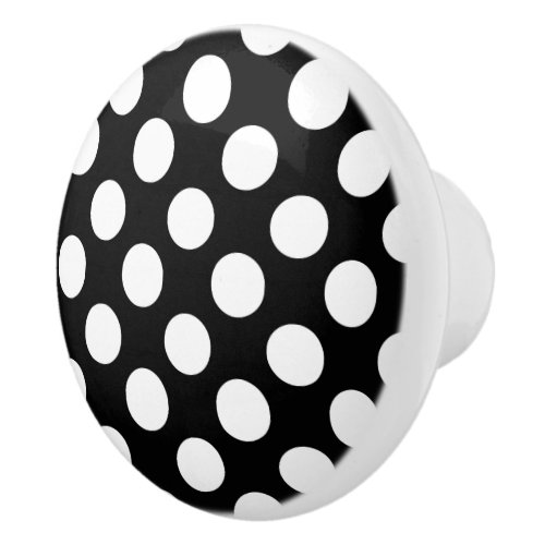 Black and White Polka Dot Pattern Ceramic Knob