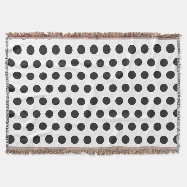 Black and White Polka Dot Pattern – Classic Minima Throw Blanket (Front)