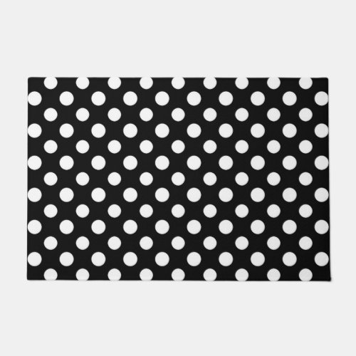 Black and White Polka Dot Pattern Door Mat