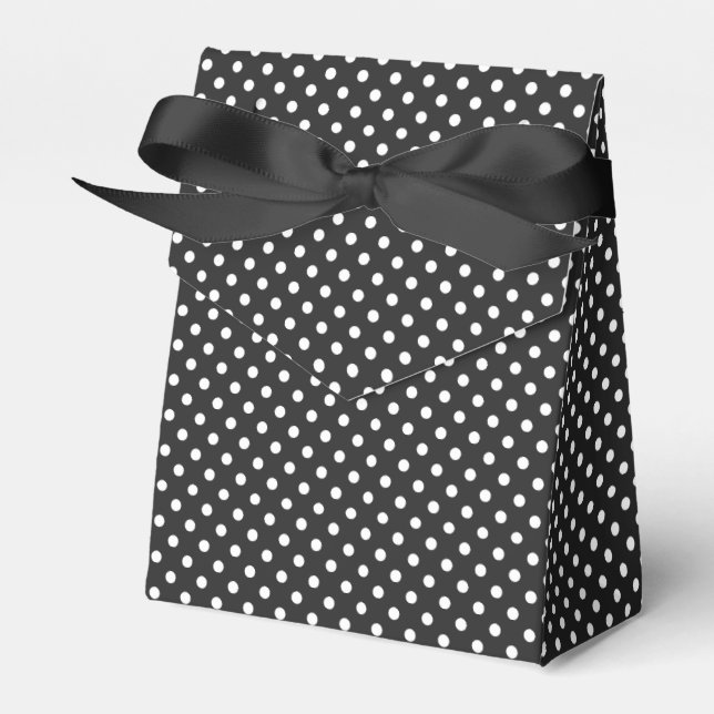 Black and White Polka Dot Pattern Favor Boxes (Front Side)