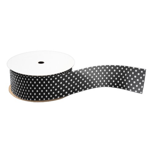 Black and White Polka Dot Pattern Grosgrain Ribbon