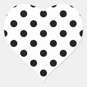 Black And White Polka Dot Pattern Heart Sticker by allpattern at Zazzle