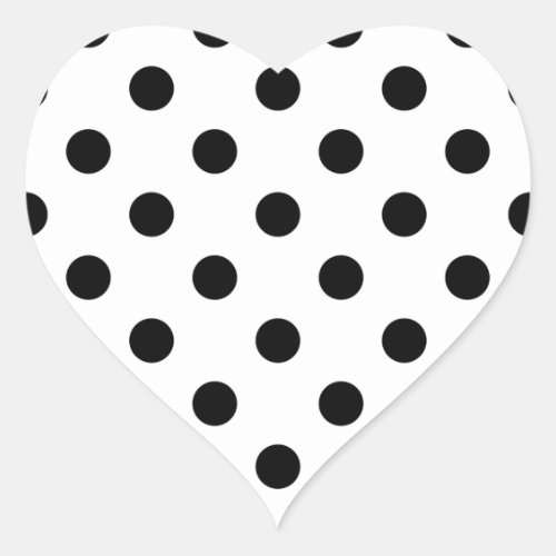 Black and White Polka Dot Pattern Heart Sticker