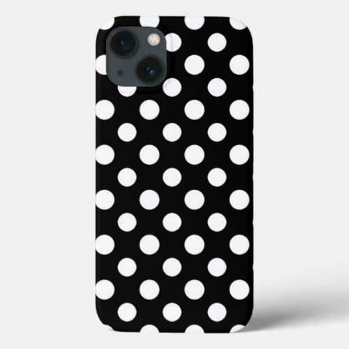 Black and White Polka Dot Pattern iPhone 13 Case