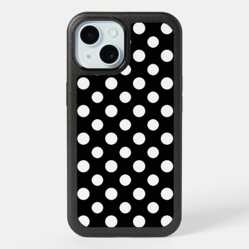 Black and White Polka Dot Pattern iPhone 15 Case