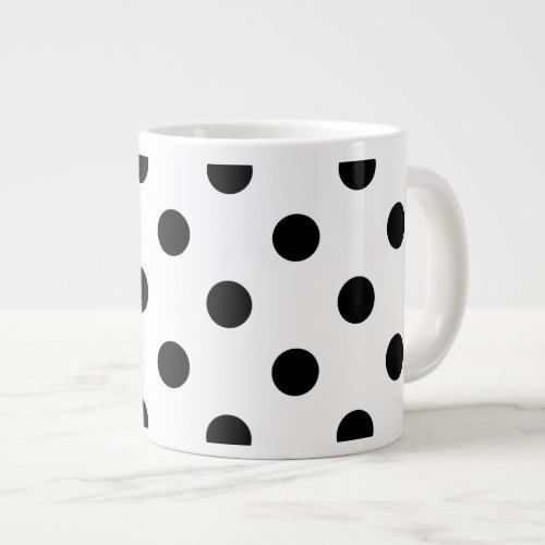Black and White Polka Dot Pattern Large Coffee Mug