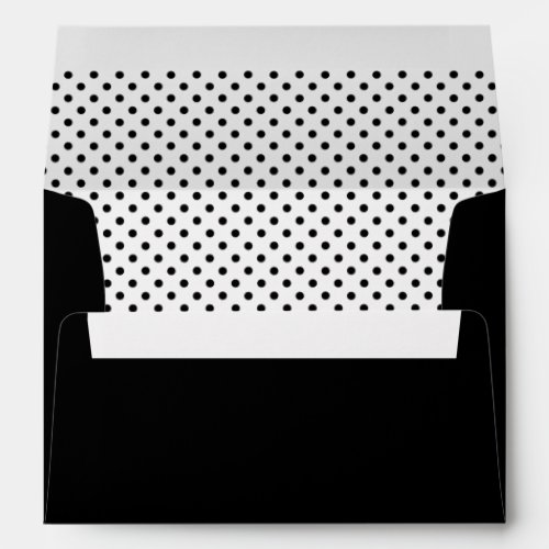 Black and white polka dot pattern lined envelopes