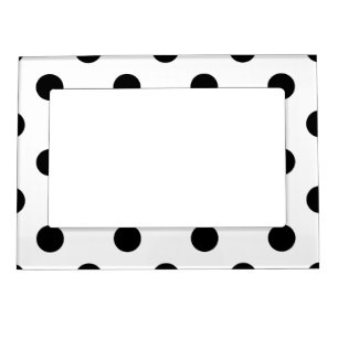 Black and White Polka Dot Pattern Magnetic Picture Frame