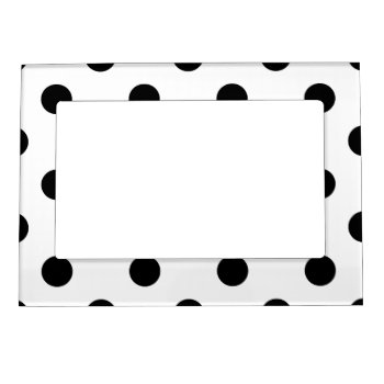 Black And White Polka Dot Pattern Magnetic Picture Frame by allpattern at Zazzle