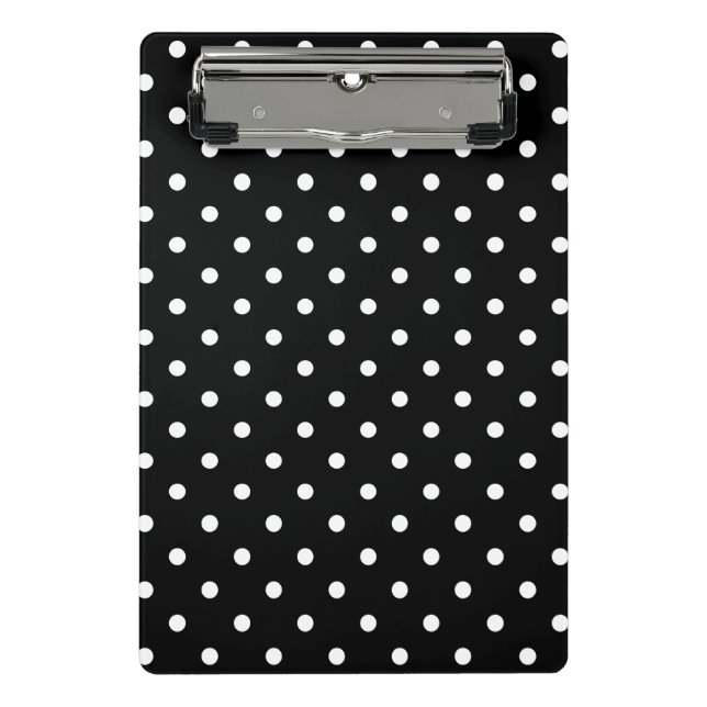 Black and White Polka Dot Pattern Mini Clipboard (Front)