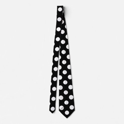 Black and White Polka Dot Pattern Neck Tie