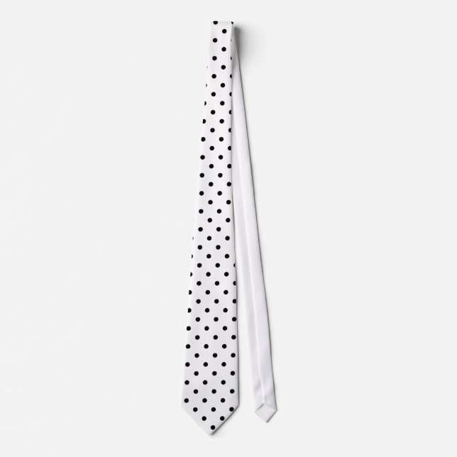 Black and White Polka Dot Pattern Neck Tie (Front)