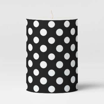 Black And White Polka Dot Pattern Pillar Candle by ReligiousStore at Zazzle