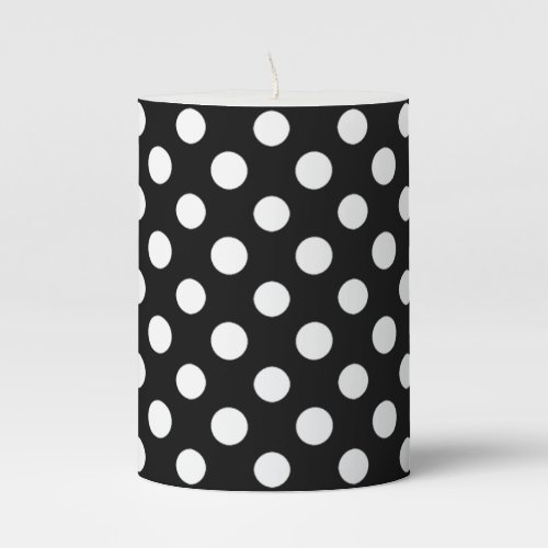 Black and White Polka Dot Pattern Pillar Candle