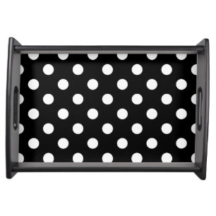 Black and White Polka Dot Pattern Serving Tray