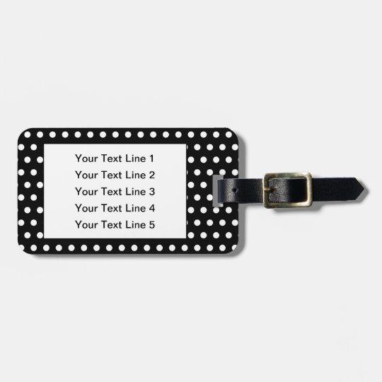 Black and White Polka Dot Pattern. Spotty. Bag Tag
