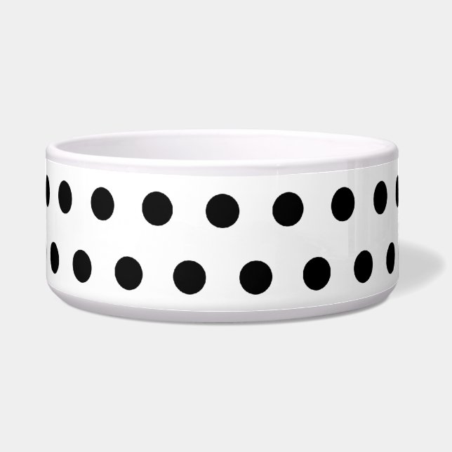 Black and White Polka Dot Pattern. Spotty. Bowl (Front)