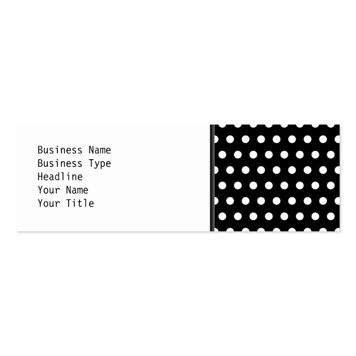 Black and White Polka Dot Pattern. Spotty. Business Card Template