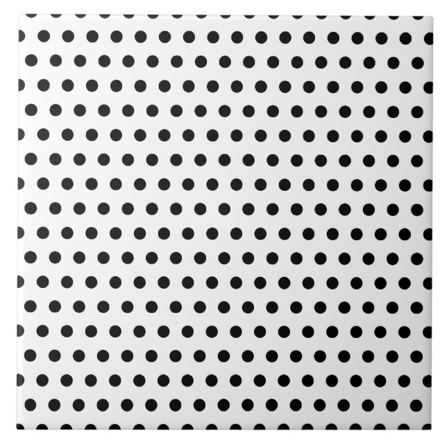 Black and White Polka Dot Pattern. Spotty. Ceramic Tile (Front)
