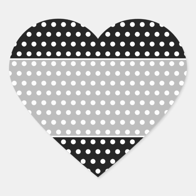 Black and White Polka Dot Pattern. Spotty. Heart Sticker (Front)