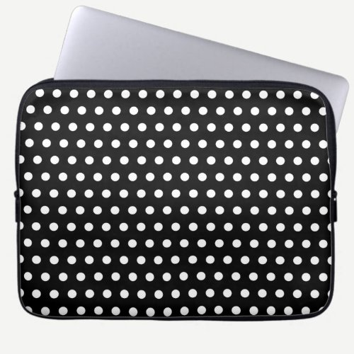 Black and White Polka Dot Pattern. Spotty. Laptop Sleeve
