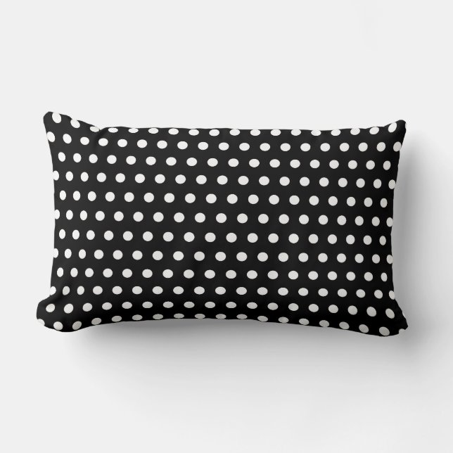 Black and White Polka Dot Pattern. Spotty. Lumbar Pillow (Front)