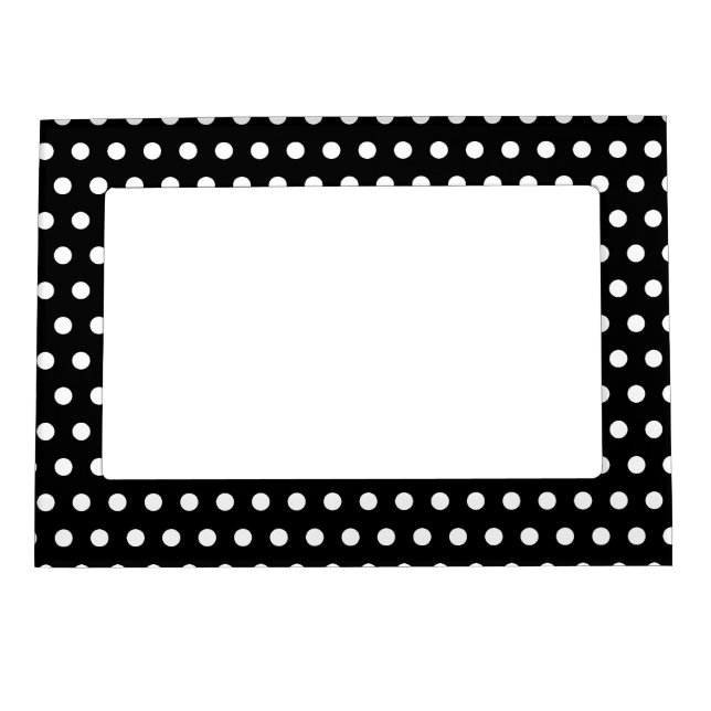 Black and White Polka Dot Pattern. Spotty. Magnetic Photo Frame (Front)