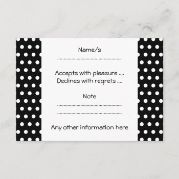 Black And White Polka Dot Pattern. Spotty. Rsvp Card by Graphics_By_Metarla at Zazzle