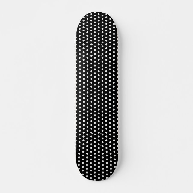 Black and White Polka Dot Pattern. Spotty. Skateboard Deck (Front)