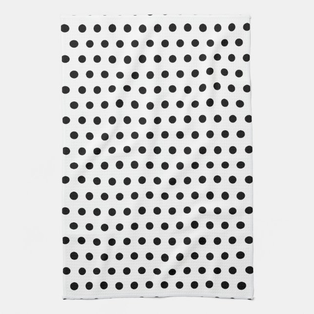 Black and White Polka Dot Pattern. Spotty. Towel (Vertical)