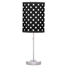 Black and white polka dot pattern table lamp