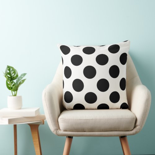 Black And White Polka Dot Pattern Throw Pillow