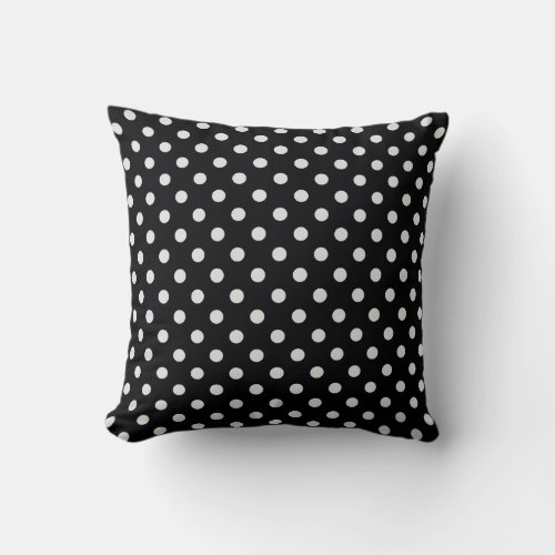 Black and White Polka Dot Pattern Throw Pillow