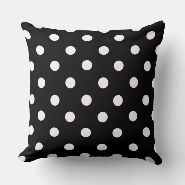Black and White Polka dot Pattern Throw Pillow (Front)