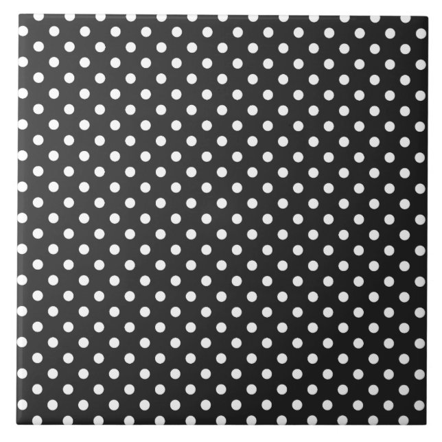 Black and White Polka Dot Pattern Tile (Front)