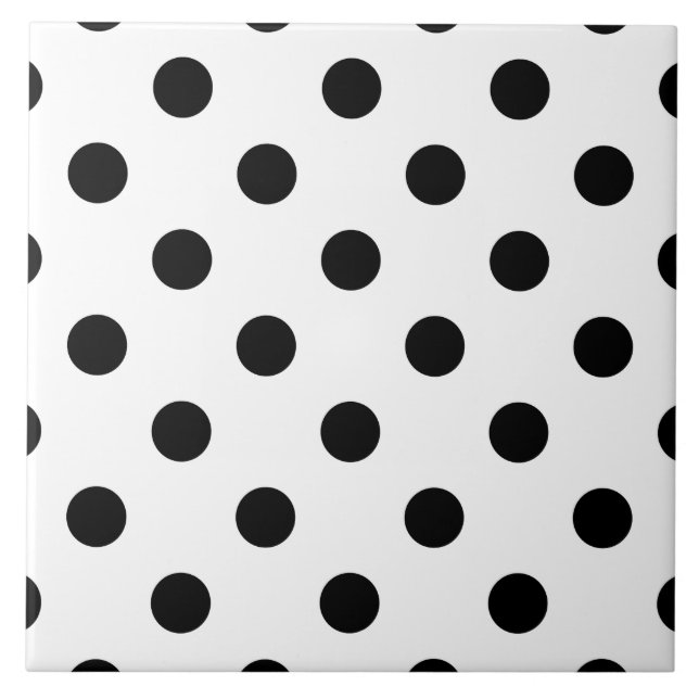 Black and White Polka Dot Pattern Tile (Front)