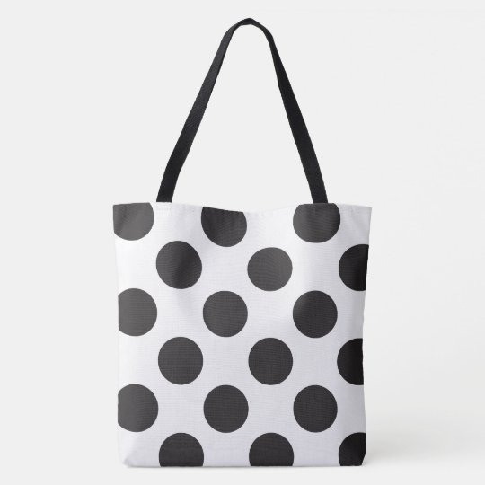 Black and White Chic Polka Dots with Monogram Tote Bag | Zazzle.com