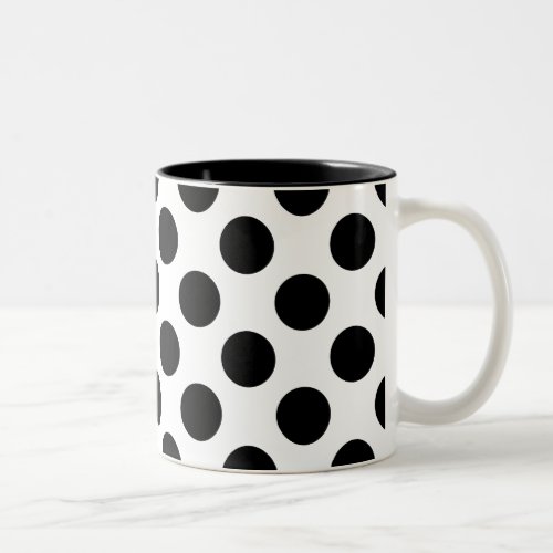 Black And White Polka Dot Pattern Two_Tone Coffee Mug