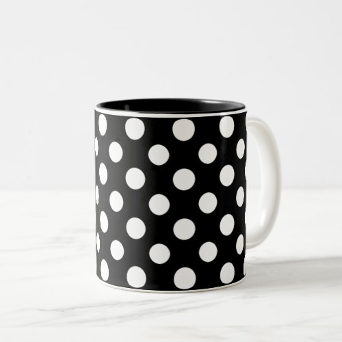 Black and White Polka Dot Pattern Two_Tone Mug