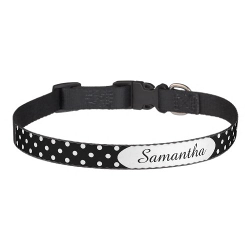 Black and White Polka Dot Personalized Pet Collar