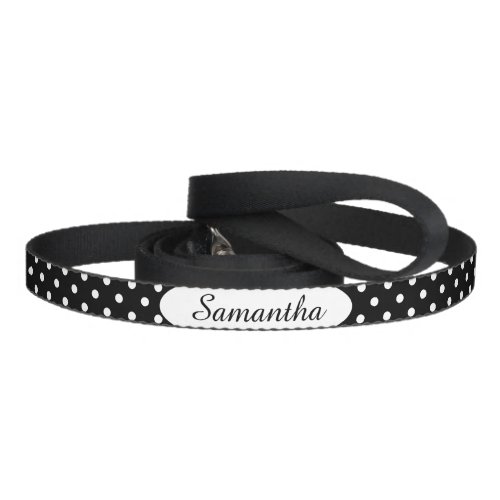 Black and White Polka Dot Personalized Pet Leash