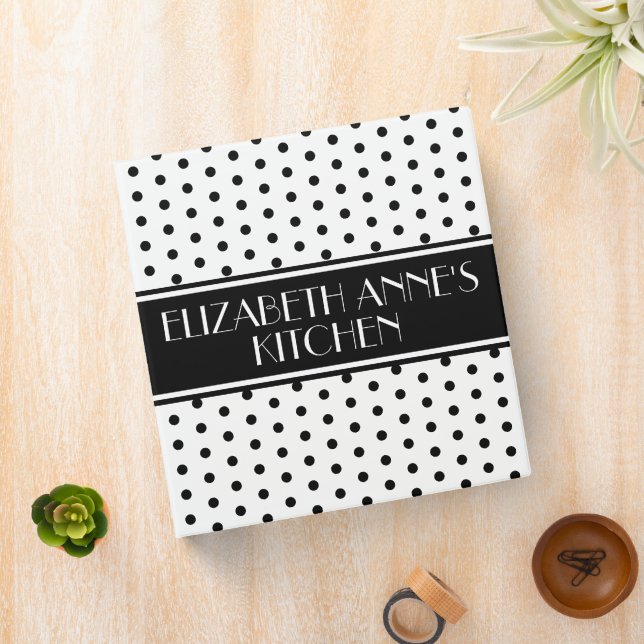 personalized recipe binder and cards Accessories smooth grain Black and White Polka Dot