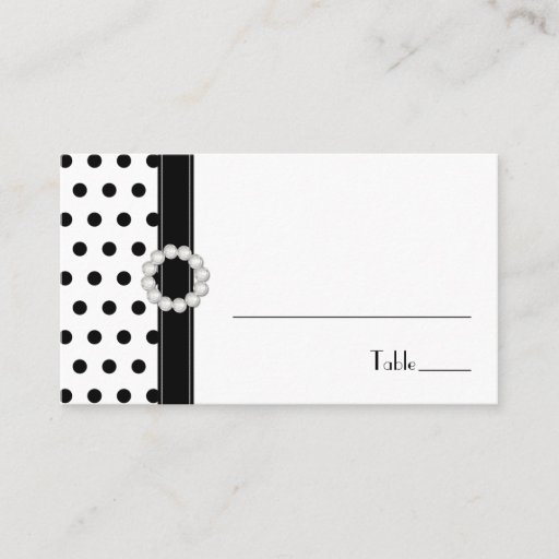 Customizable Black and White Polka Dot Place Cards Business Cards