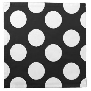 Black and White Polka Dot Print Cloth Napkins