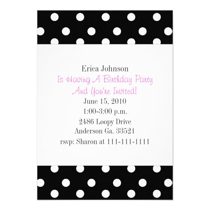 Black and White Polka Dot Print Party Invitation