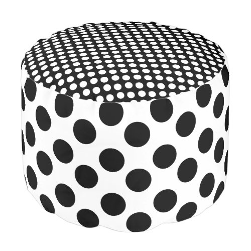 Black and White Polka Dot Print Pouf