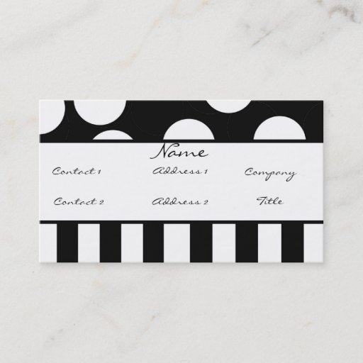 Customizable Black and White Polka Dot Profile Card Business Card Templates