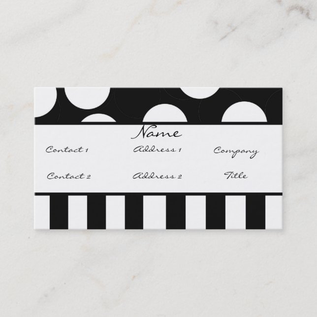 Black and White Polka Dot Profile Card (Front)