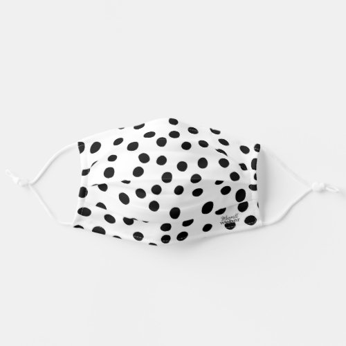 BLACK AND WHITE POLKA DOT RESUABLE FACE MASK