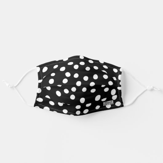 BLACK AND WHITE POLKA DOT RESUABLE FACE MASK v2 (Front, Unfolded)